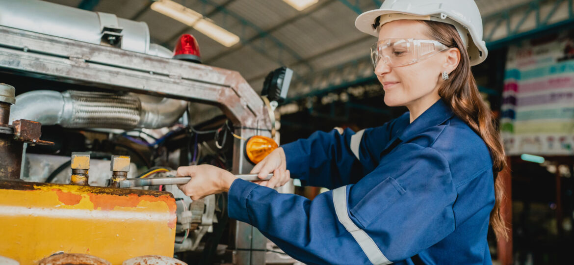 professional technician engineer maintenance working on industry production control system service